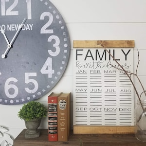 Birthday calendar, family birthday calendar, hanging birthday calendar,  wooden birthday calendar, birthday reminder, wall calendar,