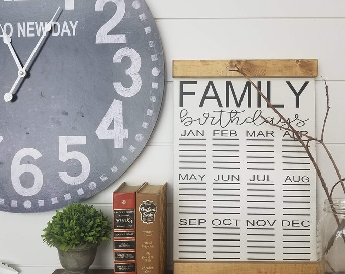 Birthday calendar, family birthday calendar, hanging birthday calendar,  wooden birthday calendar, birthday reminder, wall calendar,