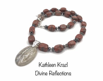 Red Gemstone Necklace:Jasper and Crazy Lace Agate Semi Precious Stones