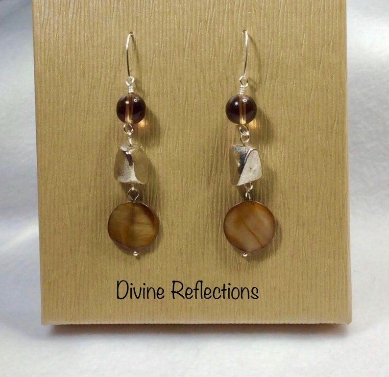 Boho Statement Dangle Earrings,Mother of Pearl Earrings,Freeform Earrings
