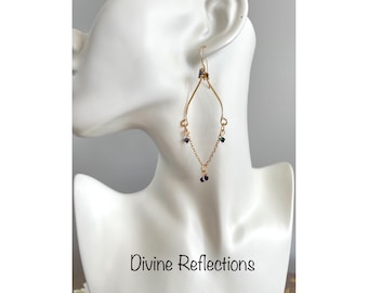 Gold Chandelier Earrings with Crystal Dangles