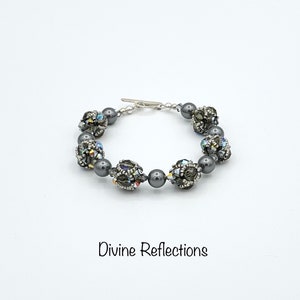 Gray Bracelet,Swarovski Pearls,Sterling Silver,Free Shipping