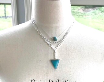 Amazonite Set of Three Necklaces:Paperclip Chain,Minimal Necklaces,Adjustable,Neck Mess