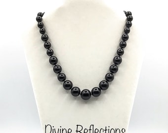 Black Necklace with Graduated Glass Beads