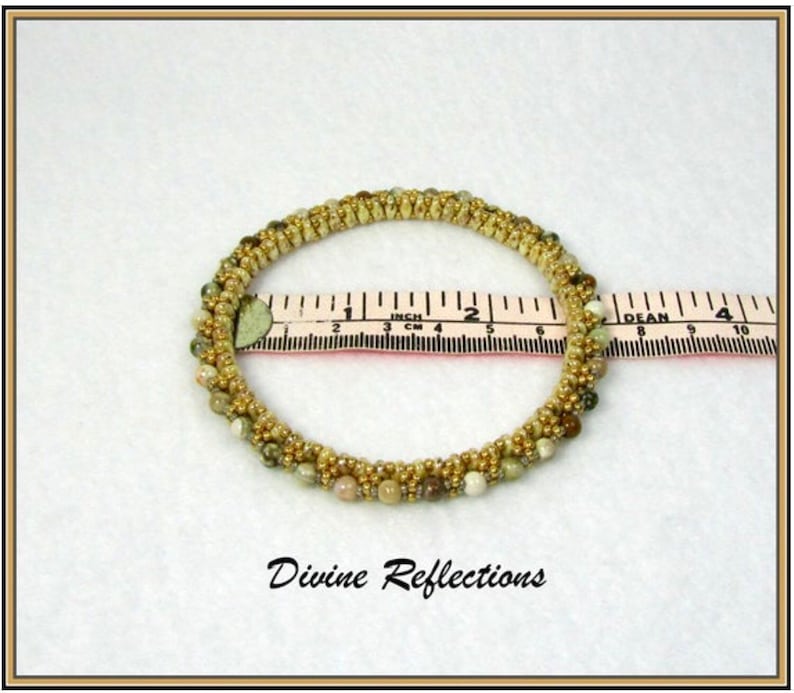 Bangle Gemstone Bracelet,Earth Tone Bracelet,Ocean Jasper Gemstones,Bead Woven Bangle Bracelet