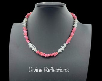 Pink Shell and Mother of Pearl Chip Necklace,Sterling Silver