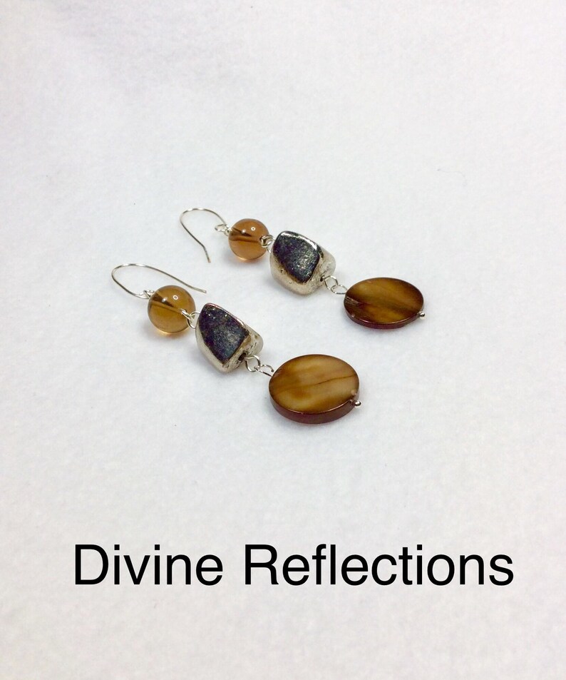Boho Statement Dangle Earrings,Mother of Pearl Earrings,Freeform Earrings