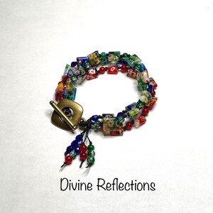 Knotted Bracelet,Multi Strand Bracelet,Millefiori Bracelet,Colorful Bracelet,Gift for Her image 2