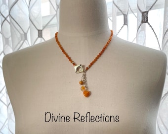 Orange Choker,Front Toggle Clasp,Carnelian Semi Precious Gemstone,Handcrafted,One of a Kind