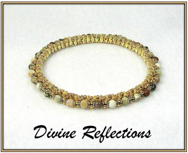Bangle Gemstone Bracelet,Earth Tone Bracelet,Ocean Jasper Gemstones,Bead Woven Bangle Bracelet