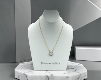 Howlite Semi-Precious Half Moon Necklace on Goldfilled Chain