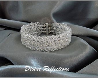 Multi Strand Crystal Bracelet: Beaded with Sterling Silver Clasp