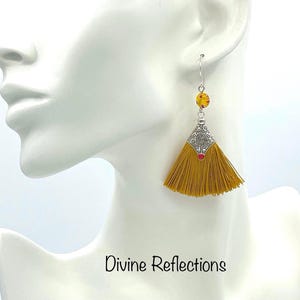 Golden Yellow Fan Earrings,Millifiori Dangle Earrings