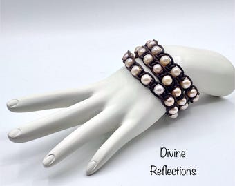 Pearl and Leather Convertible Necklace Wrap Bracelet