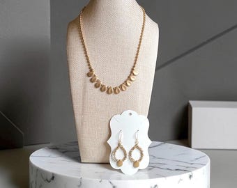 Gold Teardrop Necklaces and Matching Earrings