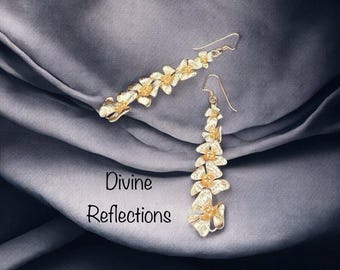 Goldfilled Cascading Flower Earrings:Long Blossom Dangle
