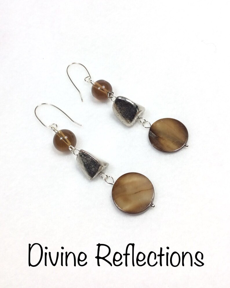 Boho Statement Dangle Earrings,Mother of Pearl Earrings,Freeform Earrings