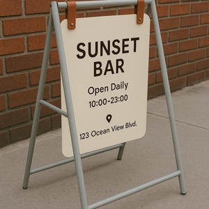 Side Walk Blade Sign - Custom Storefront Sign, A-Frame Sidewalk Sign, Outdoor Swinging Sign, Sandwich Frame Signage, Cafe Shop Display