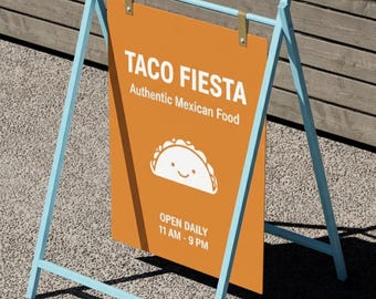 Custom A-Frame Sidewalk Sign, Outdoor Metal Sandwich Board,Double-Sided Swinging Frame, Cafe Shop Display,Personalized Business Sign