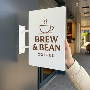 Hanging Business Sign, Blade Sign, Custom Double Sided Sign, Acrylic Blade Sign, Outdoor Sign, Metal hanging sign, Cafe sign