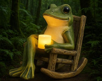Solar Frog Garden Statue – Resin Outdoor Decor with LED Light