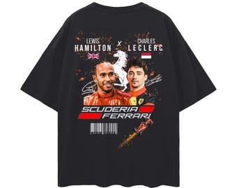Limited Edition Lewis Hamilton x Charles Leclerc Ferrari Oversize Tee 2.0, Ferrari T Shirt, Custom, Vintage, ONLY 100 AVAILABLE WORLDWIDE.