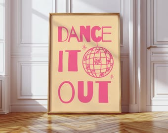 Póster Dance it out – Retro Motiv mit Disco-Kugel Modernes Wandbild fürs Wohnzimmer, Büro oder als Geschenk