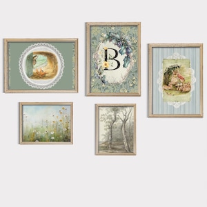 Set di 5 stampe artistiche da parete vintage per la cameretta dei bambini, cameretta personalizzata per neonati, regalo personalizzato per baby shower /64