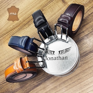PERSONALIZED Genuine Leather Men's Belt, Engraved Belt For Man, Custom Belt For Boyfriend, Groomsman Gift, Wedding Gift For Groom