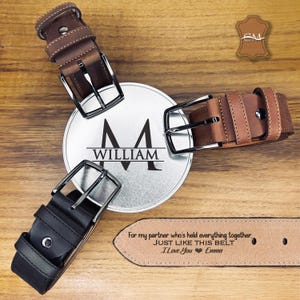 Personalized Genuine Leather Men&#39;s Belt, Engraved Belt For Man, Custom Belt For Boyfriend, Handmade From Premium Crazy Leather, Mens Belt