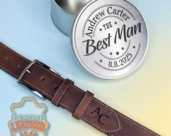Personalized Leather Belt for Men, Engraved Anniversary Gift for Husband