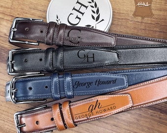 Cinturón vintage de cuero grabado para hombre, lata personalizada, regalo personalizado para novio, aniversario o esposo.