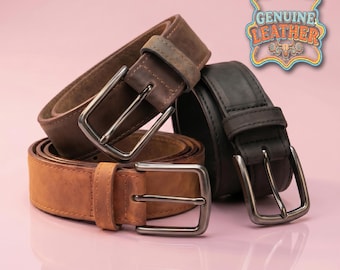 Herren Crazy Echtleder Gürtel - Handgemachte Vintage Distressed Braun Schwarz Tan Gürtel