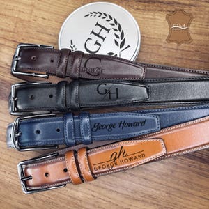 PERSONALIZED Genuine Leather Men&#39;s Belt, Engraved Belt For Man, Classic Leather Belt For Boyfriend, Groomsman Gift, Wedding Gift For Groom