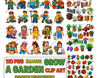 Grow a Garden Roblox Clipart bundle, 110 PNG Images, 300 DPI Instant Download, Roblox digital stickers
