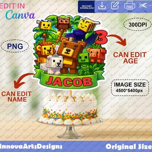 Editable Garden Game Cake Topper Roblox Birthday Party Decor