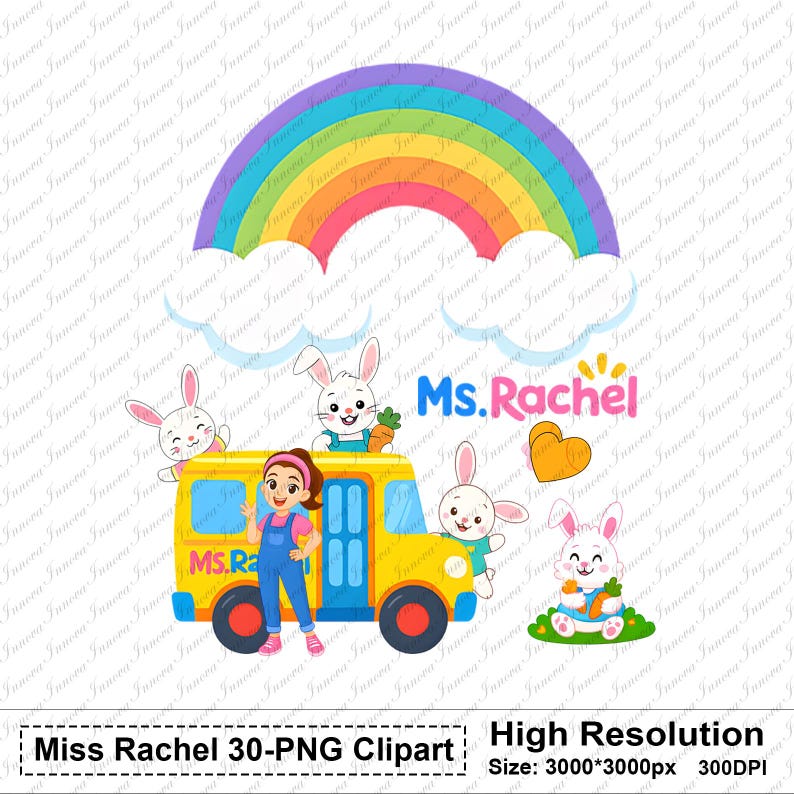 Miss Rachel PNG Clipart Bundle | 30 Digital Images | Birthday Party ...