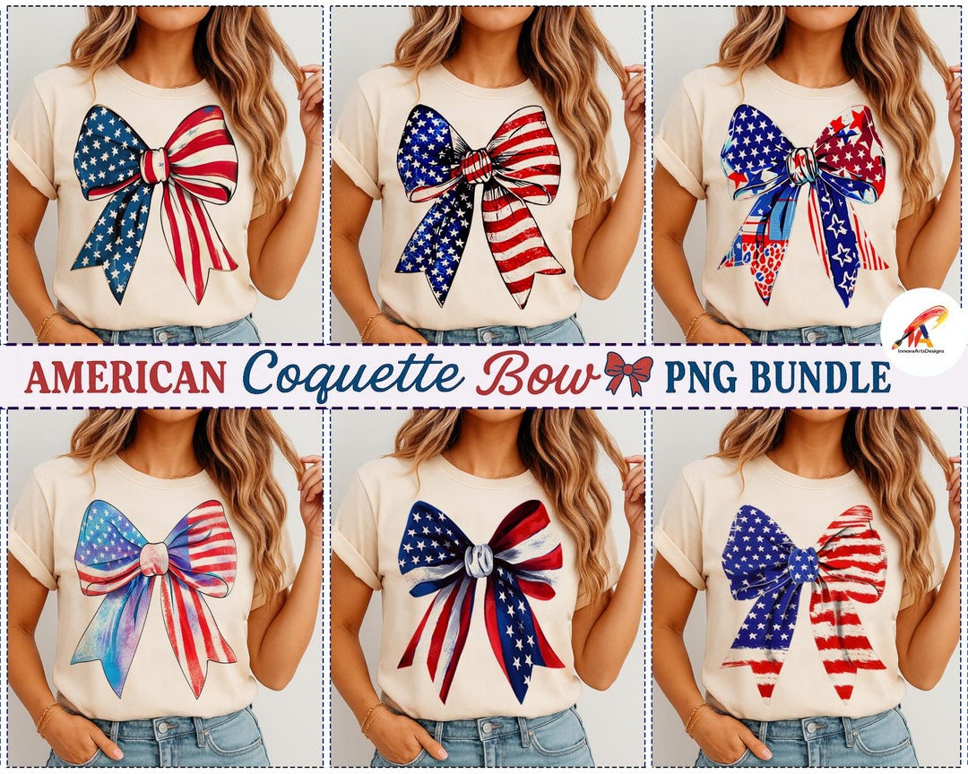Coquette 4th of July PNG Bundle, Patriotic Bow Sublimation, American ...