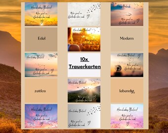 10x Sympathy Cards - Condolence Cards - Funeral - Dandelion - Hearts - Digital - PDF - A6 - Modern - Simple - Elegant