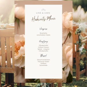 Modello di menu per matrimonio I Carta del menu per matrimonio I Articoli di cancelleria per matrimonio I Decorazioni per matrimonio personalizzate I Modello di menu per matrimonio fai da te con rose