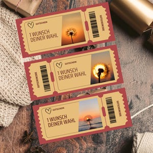 3 vouchers - Wens naar keuze - Coupon - Liefde - Koppels - Vriend - Vriendin - PDF - Paardenbloem - Filmavond - A4 - Cadeau - Samen
