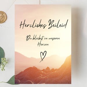 Trauerkarte - Beleidskarte - Beerdigung - Kreuz - Kirche - Pusteblume - Digital - PDF - A6 - Vögel - Herzen - Fluglaterne - Sterne