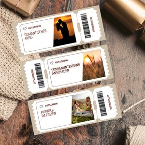 3 Cupones - Romance - Cupón - Amor - Parejas - Novio - Novia - PDF - Cocina - Paseo - Noche de Cine - A4 - Regalo - Juntos