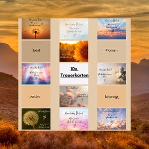 10x Trauerkarten - Beleidskarten - Beerdigung - Pusteblume - Herzen - Digital - PDF - A6 - Modern - Schlicht - Edel