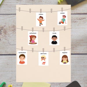 Cartões de Emoções para Crianças - Montessori - Jardim de Infância - Emoções - Material de Aprendizagem