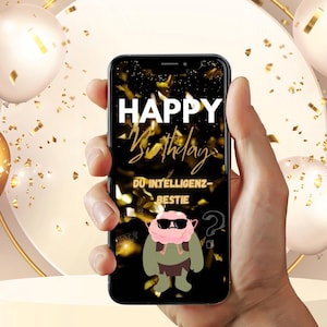 E-Card Digitaler Geburtstag | Whatsapp Video | Geburtstagskarten | Videokarte | Du Intelligenzbestie | Happy Birthday | Download | Sofort