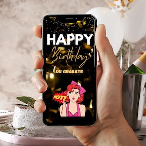E-Card Digitale Verjaardag | WhatsApp-video | Verjaardagskaarten | Videokaart | Jij granaat | Gefeliciteerd | Downloaden | Onmiddellijk