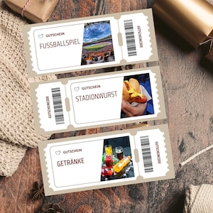 3 Gutscheine - Fußball - Coupons - Fans - Verein - Freund - Freundin - PDF - Ball - Tor - Geschenk - Lieblingsverein