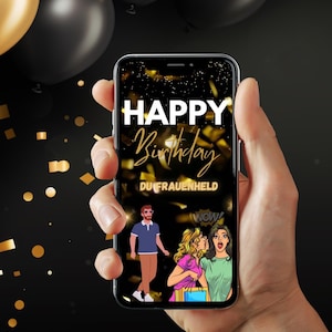 E-Card Digitaler Geburtstag | Whatsapp Video | Geburtstagskarten | Videokarte | Du Frauenheld | Happy Birthday | Download | Sofort | Lustig