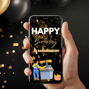 E-Card Digitaler Geburtstag | Whatsapp Video | Geburtstagskarten | Videokarte | Du Bananenbieger | Happy Birthday | Download | Lustig |